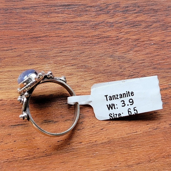 Tanzanite Handmade Pear Shape Sterling Silver Size 6.5 Ring - Picture 4 of 8